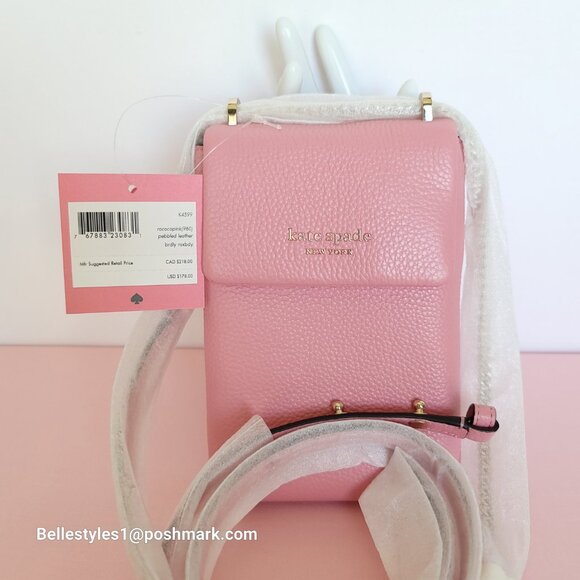 KATE SPADE Bradley North/South Pebbled Leather Phone Crossbody- Rococo Pink🎈⭐ - Picture 14 of 16